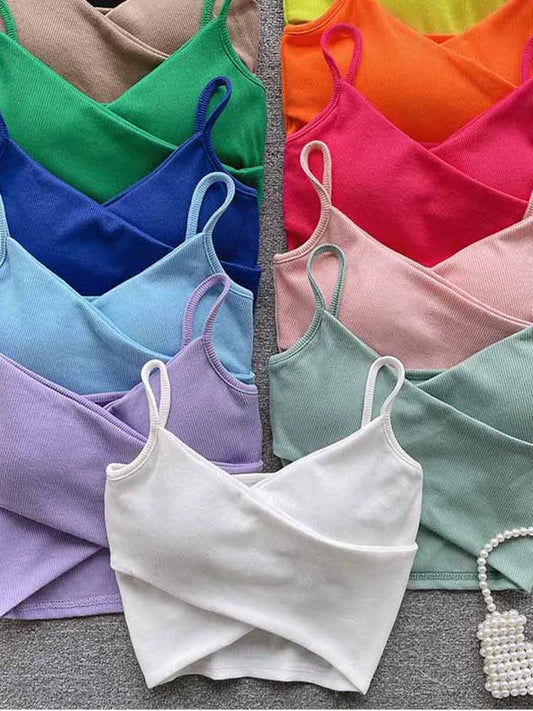 Irregular Casual Sport Camisole Women Strap Design Solid Fashion 2025 Y2K Elegant Ladies Chic Slim Tank Tops