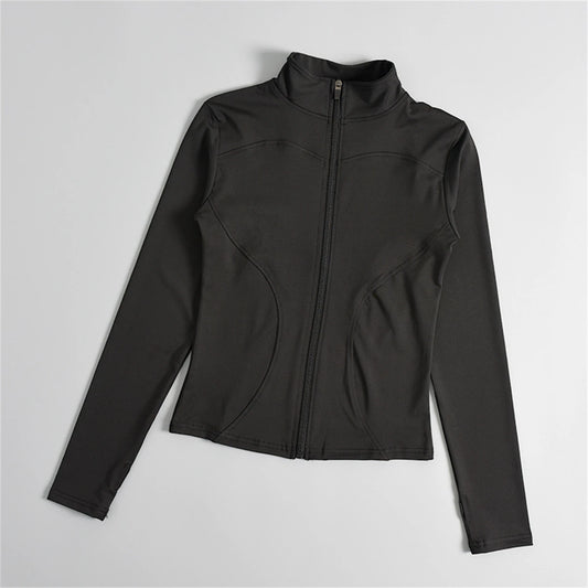 Women Long Sleeve Sport Jacket Spring Summer Gym Workout Coat Yoga Running Sports Cycling Top Casual Zipper Outfit Clothes Chic