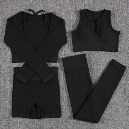 1/2/3/4/5PCS Gym Leggings Women Pants Sets Thread Sexy Sport Autumn  T-Shirt Sets Seamless Outdoors Activewear Suit Tank Top