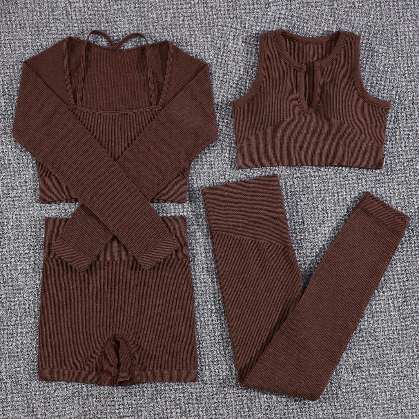 1/2/3/4/5PCS Gym Leggings Women Pants Sets Thread Sexy Sport Autumn  T-Shirt Sets Seamless Outdoors Activewear Suit Tank Top