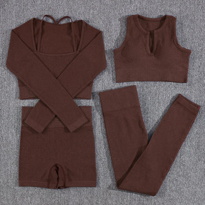 1/2/3/4/5PCS Gym Leggings Women Pants Sets Thread Sexy Sport Autumn  T-Shirt Sets Seamless Outdoors Activewear Suit Tank Top