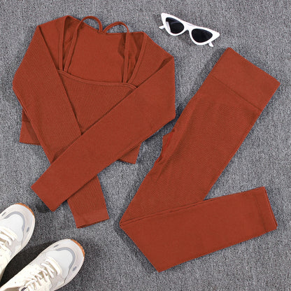 1/2/3/4/5PCS Gym Leggings Women Pants Sets Thread Sexy Sport Autumn  T-Shirt Sets Seamless Outdoors Activewear Suit Tank Top