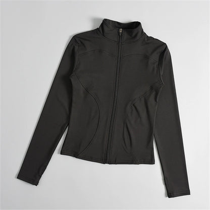 Women Long Sleeve Sport Jacket Spring Summer Gym Workout Coat Yoga Running Sports Cycling Top Casual Zipper Outfit Clothes Chic