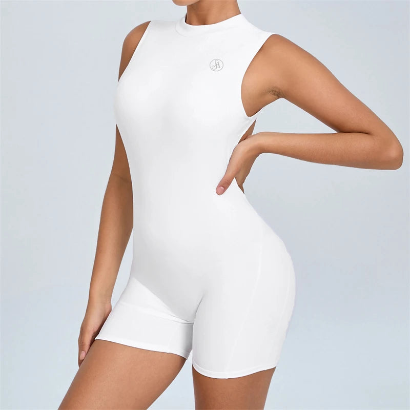Allure The Brand Women Backless Romper ATB High Support Backless Sport Jumpsuit Hollow Gym Bodycon Short Jumpsuit Playsuit Women