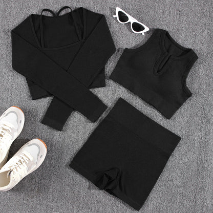 1/2/3/4/5PCS Gym Leggings Women Pants Sets Thread Sexy Sport Autumn  T-Shirt Sets Seamless Outdoors Activewear Suit Tank Top