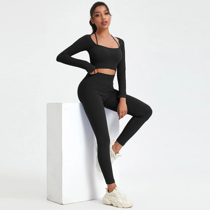 1/2/3/4/5PCS Gym Leggings Women Pants Sets Thread Sexy Sport Autumn  T-Shirt Sets Seamless Outdoors Activewear Suit Tank Top