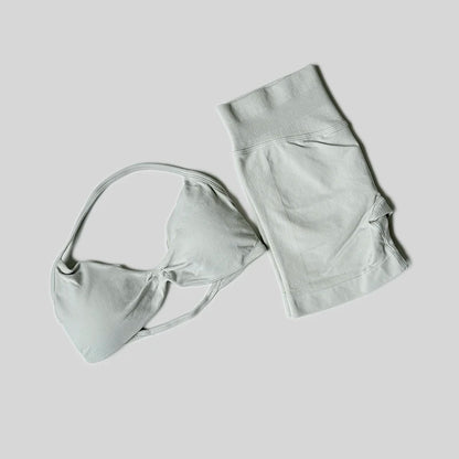 Impact Gym Set Women 2 Piece Sets Halter Neck Tank Tops High Waist Scrunch Seamless Shorts Sport Suit Sportswear Workout Set