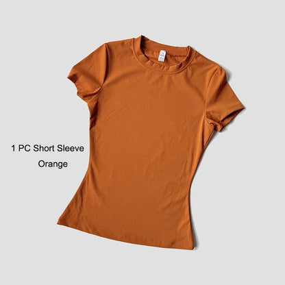 Quick-Drying Gym Leggings Set Sport Suit Short Sleeve Breathable Stretchy Slim Fitness Active Top Tight Gym Set