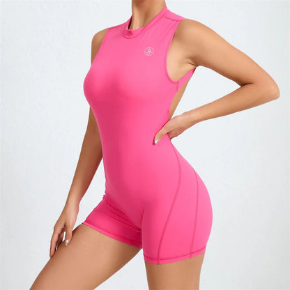 Allure The Brand Women Backless Romper ATB High Support Backless Sport Jumpsuit Hollow Gym Bodycon Short Jumpsuit Playsuit Women