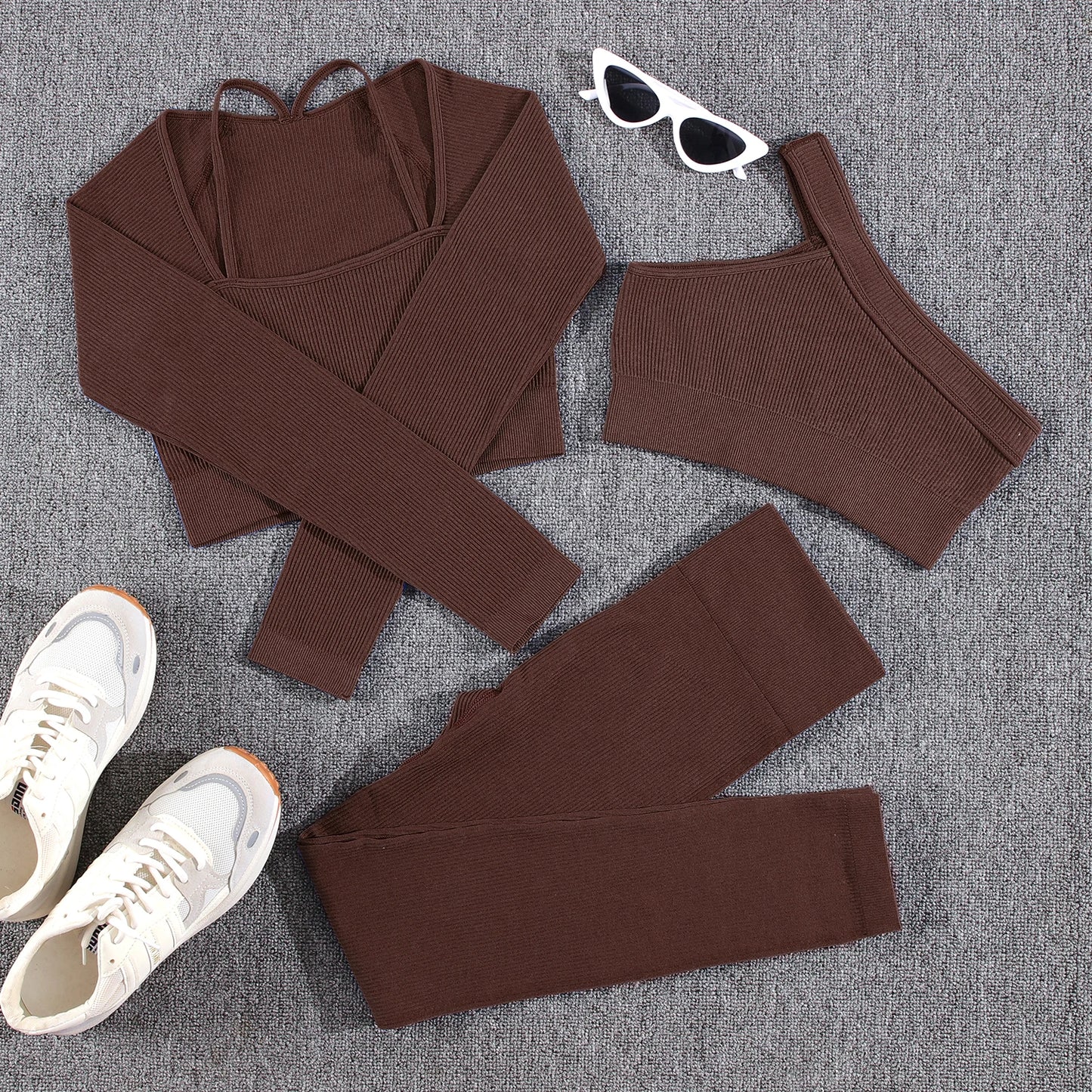 1/2/3/4/5PCS Gym Leggings Women Pants Sets Thread Sexy Sport Autumn  T-Shirt Sets Seamless Outdoors Activewear Suit Tank Top