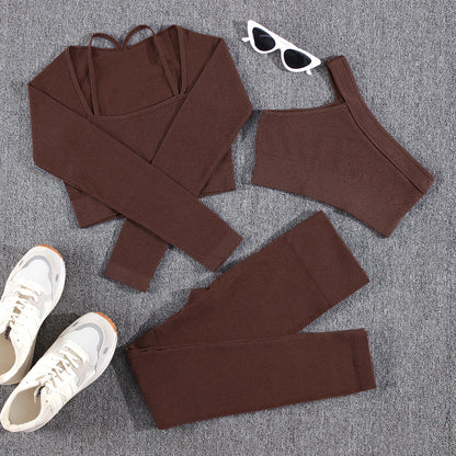 1/2/3/4/5PCS Gym Leggings Women Pants Sets Thread Sexy Sport Autumn  T-Shirt Sets Seamless Outdoors Activewear Suit Tank Top