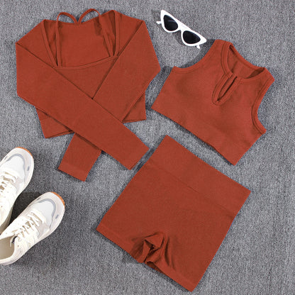 1/2/3/4/5PCS Gym Leggings Women Pants Sets Thread Sexy Sport Autumn  T-Shirt Sets Seamless Outdoors Activewear Suit Tank Top