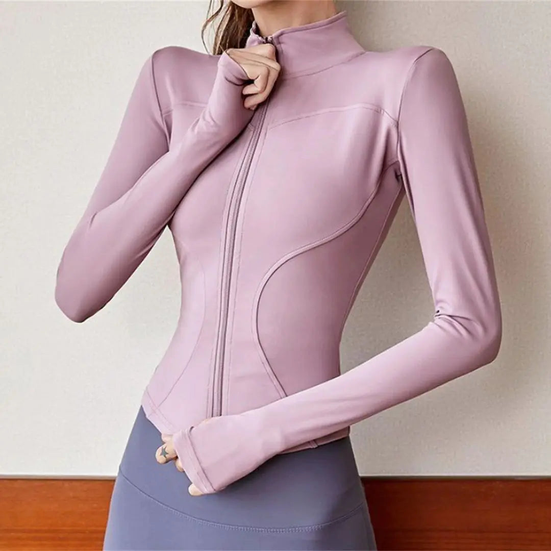 Women Long Sleeve Sport Jacket Spring Summer Gym Workout Coat Yoga Running Sports Cycling Top Casual Zipper Outfit Clothes Chic