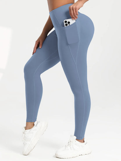Solid Color Back Waist Pocket High Waist Fitness Yoga Legging soft Women Sport Pant Tight Butter Athletic Gym Ankle-Length Pants