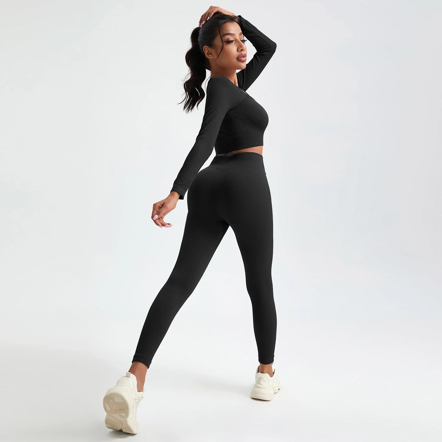 1/2/3/4/5PCS Gym Leggings Women Pants Sets Thread Sexy Sport Autumn  T-Shirt Sets Seamless Outdoors Activewear Suit Tank Top