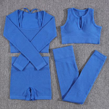 1/2/3/4/5PCS Gym Leggings Women Pants Sets Thread Sexy Sport Autumn  T-Shirt Sets Seamless Outdoors Activewear Suit Tank Top