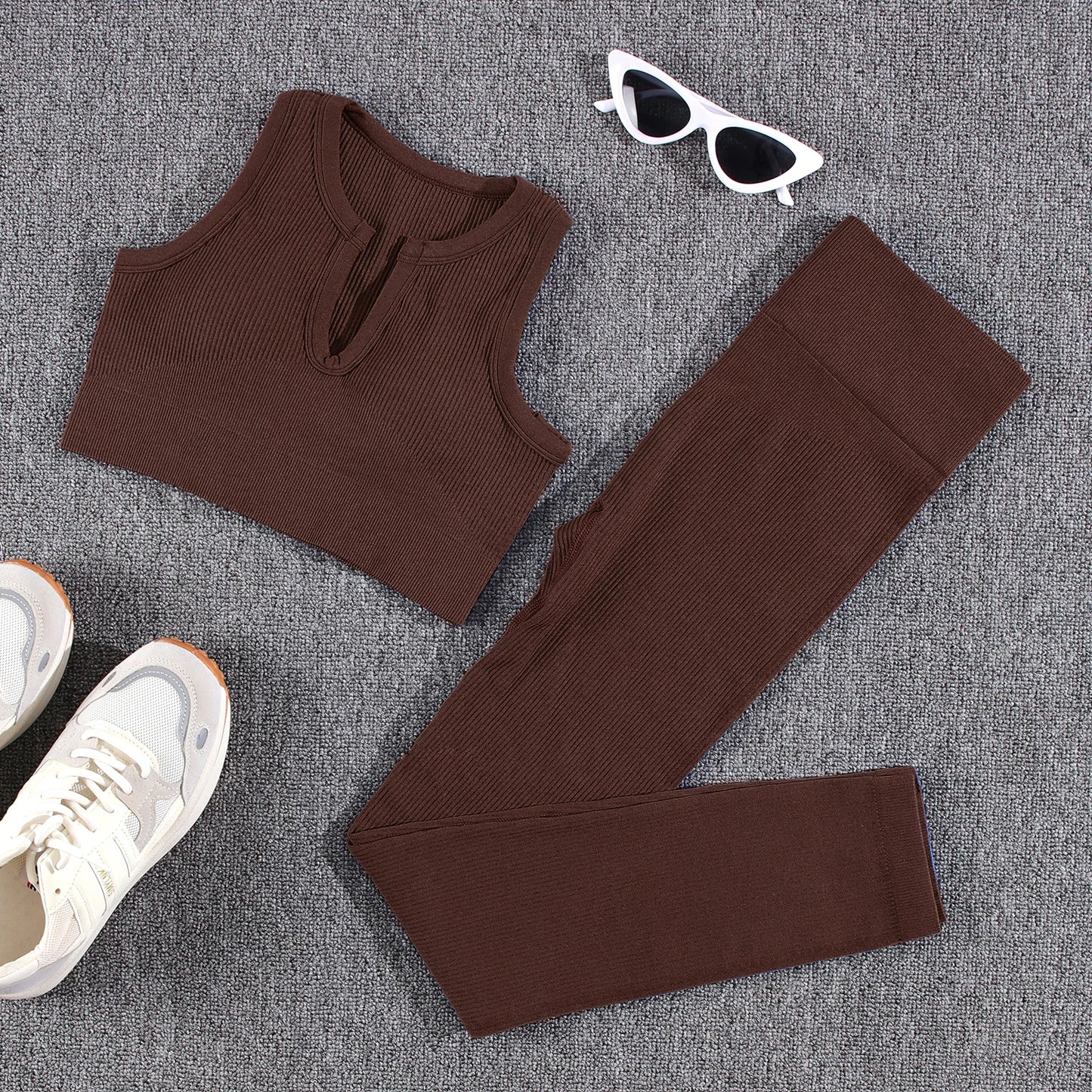 1/2/3/4/5PCS Gym Leggings Women Pants Sets Thread Sexy Sport Autumn  T-Shirt Sets Seamless Outdoors Activewear Suit Tank Top