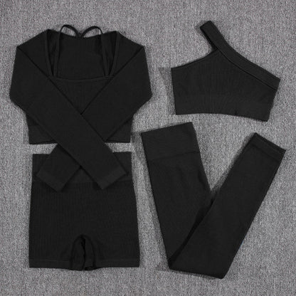 1/2/3/4/5PCS Gym Leggings Women Pants Sets Thread Sexy Sport Autumn  T-Shirt Sets Seamless Outdoors Activewear Suit Tank Top