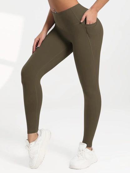 Solid Color Back Waist Pocket High Waist Fitness Yoga Legging soft Women Sport Pant Tight Butter Athletic Gym Ankle-Length Pants