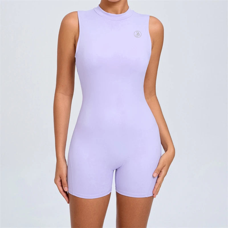 Allure The Brand Women Backless Romper ATB High Support Backless Sport Jumpsuit Hollow Gym Bodycon Short Jumpsuit Playsuit Women