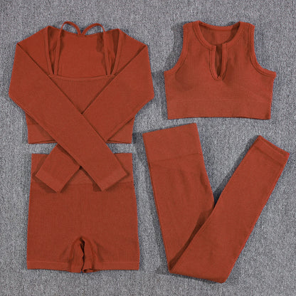 1/2/3/4/5PCS Gym Leggings Women Pants Sets Thread Sexy Sport Autumn  T-Shirt Sets Seamless Outdoors Activewear Suit Tank Top