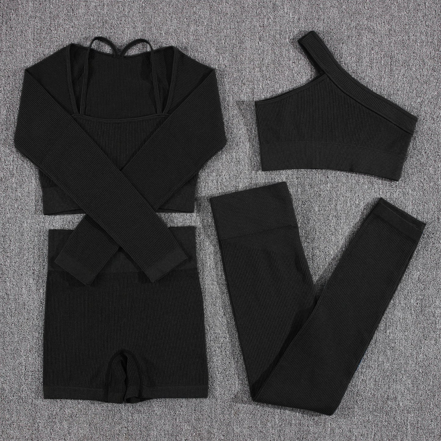 1/2/3/4/5PCS Gym Leggings Women Pants Sets Thread Sexy Sport Autumn  T-Shirt Sets Seamless Outdoors Activewear Suit Tank Top