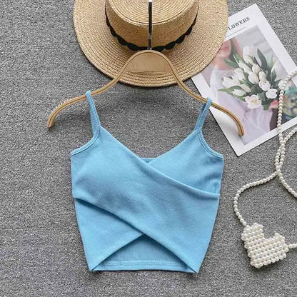  Irregular Casual Sport Camisole Women Strap Design Solid Fashion 2025 Y2K Elegant Ladies Chic Slim Tank Tops