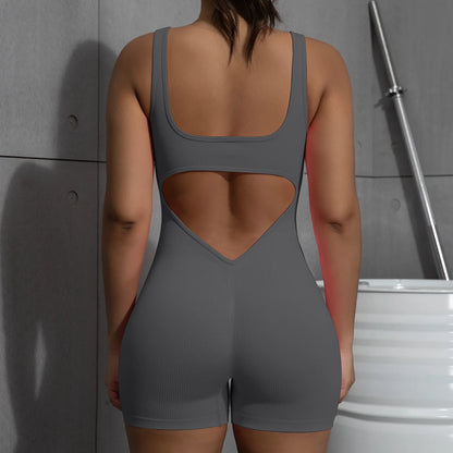 Women Sexy Jumpsuits Sleeveless Sport Yoga One Piece Shorts Female Fitness Gym Bodysuit Summer Sportswear Fashion Jumpsuit