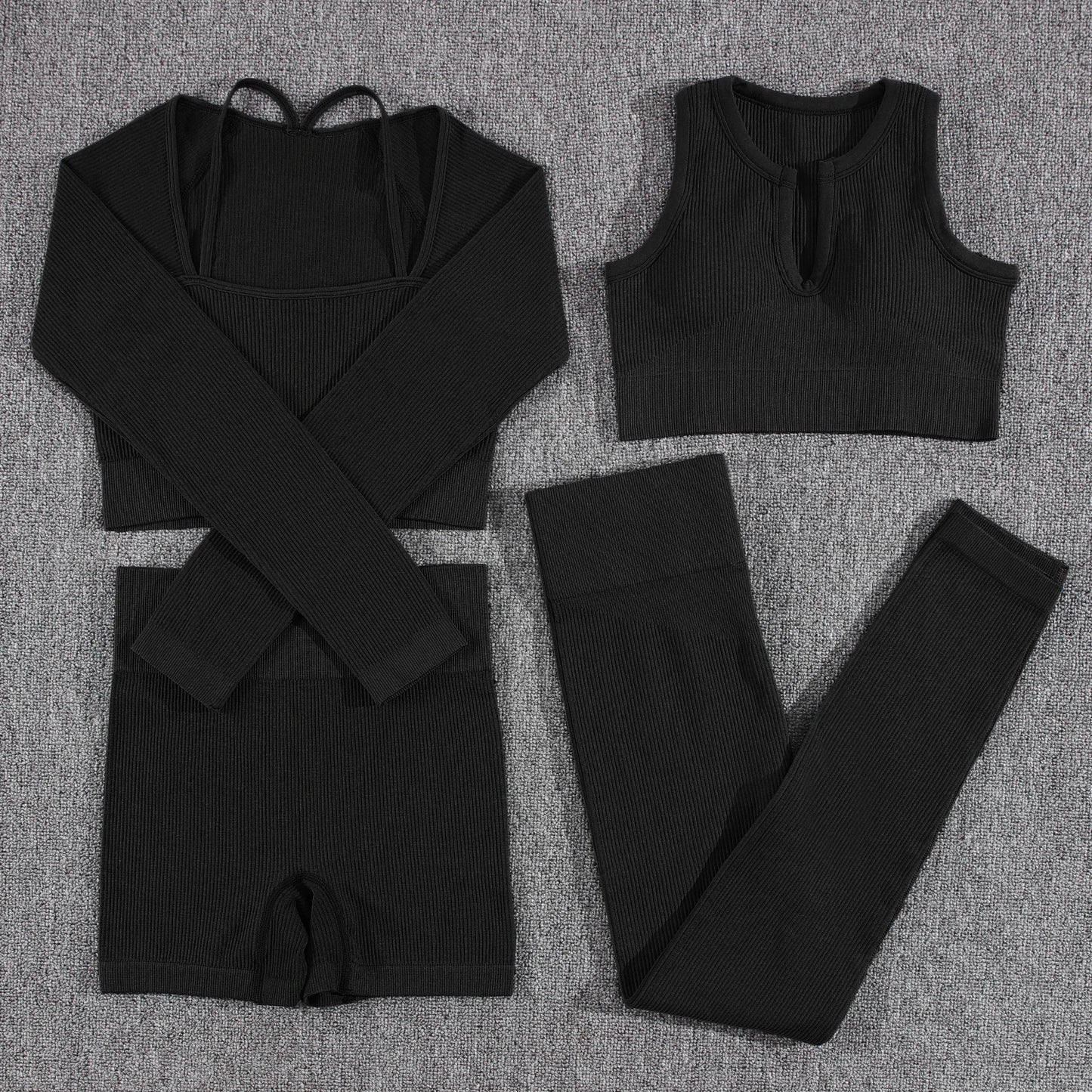 1/2/3/4/5PCS Gym Leggings Women Pants Sets Thread Sexy Sport Autumn  T-Shirt Sets Seamless Outdoors Activewear Suit Tank Top