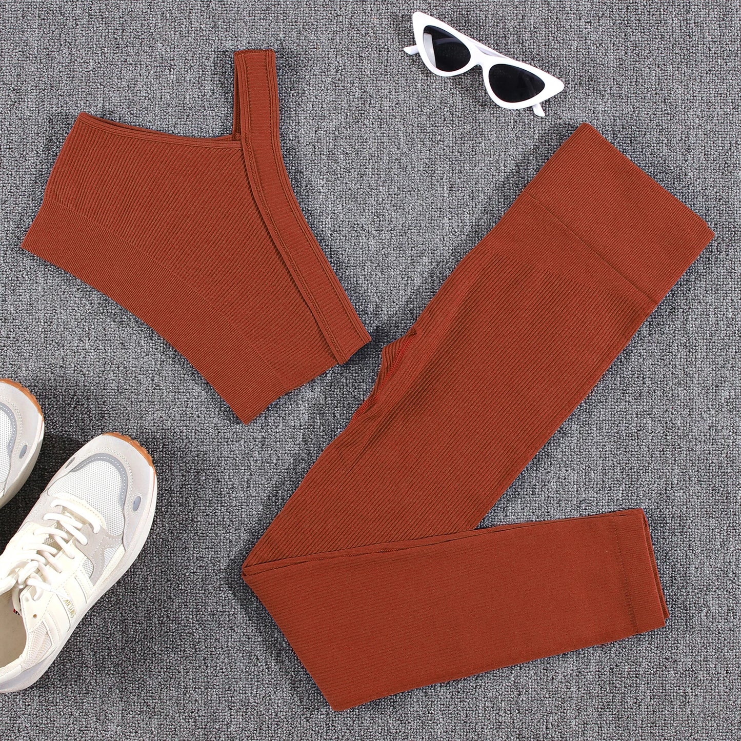 1/2/3/4/5PCS Gym Leggings Women Pants Sets Thread Sexy Sport Autumn  T-Shirt Sets Seamless Outdoors Activewear Suit Tank Top