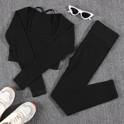 1/2/3/4/5PCS Gym Leggings Women Pants Sets Thread Sexy Sport Autumn  T-Shirt Sets Seamless Outdoors Activewear Suit Tank Top