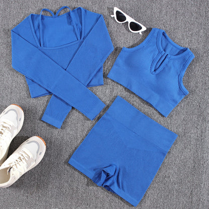 1/2/3/4/5PCS Gym Leggings Women Pants Sets Thread Sexy Sport Autumn  T-Shirt Sets Seamless Outdoors Activewear Suit Tank Top