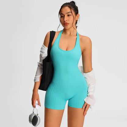 Summer Rompers Sportswear Woman Gym Combi-pants Women Jumpsuits Sport Yoga Clothes Female Fitness Overalls Shorts Bodysuit
