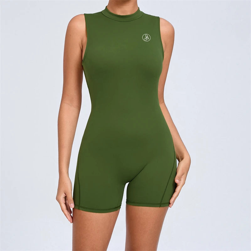 Allure The Brand Women Backless Romper ATB High Support Backless Sport Jumpsuit Hollow Gym Bodycon Short Jumpsuit Playsuit Women