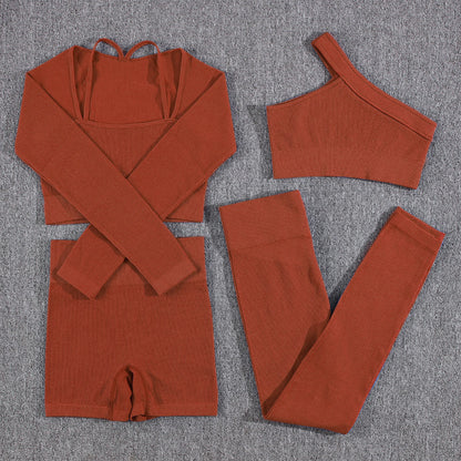 1/2/3/4/5PCS Gym Leggings Women Pants Sets Thread Sexy Sport Autumn  T-Shirt Sets Seamless Outdoors Activewear Suit Tank Top