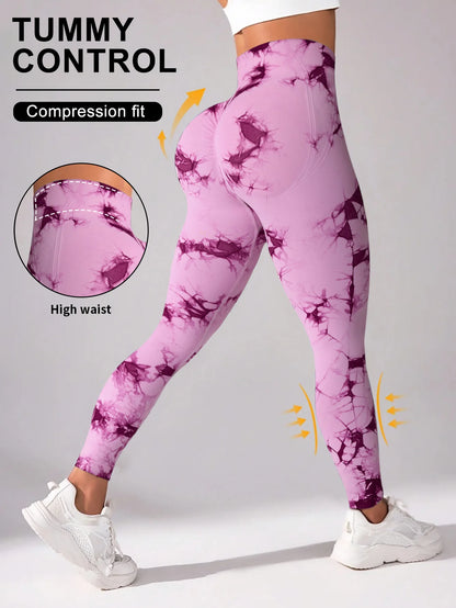 Tie Dye Yoga Pants Sport Leggings Women Seamless High Waist Push Up Woman Tights Fitness Workout Leggings Gym Clothing