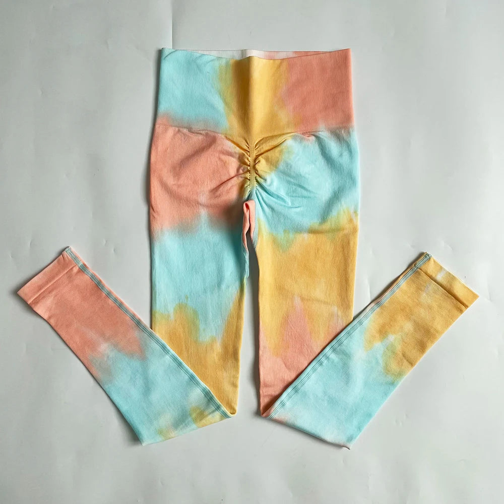 2023 New Tie Dye Yoga Pants Sport Leggings Women Seamless High Waist Push Up Woman Tights Fitness Workout Leggins Gym Clothing